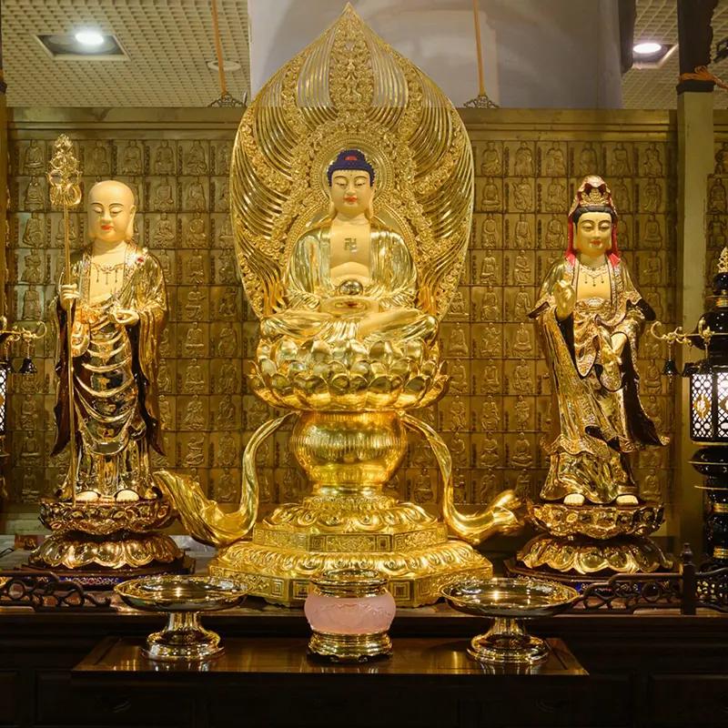 Statua di Buddha in rame puro placcato oro di Taiwan da 128 cm