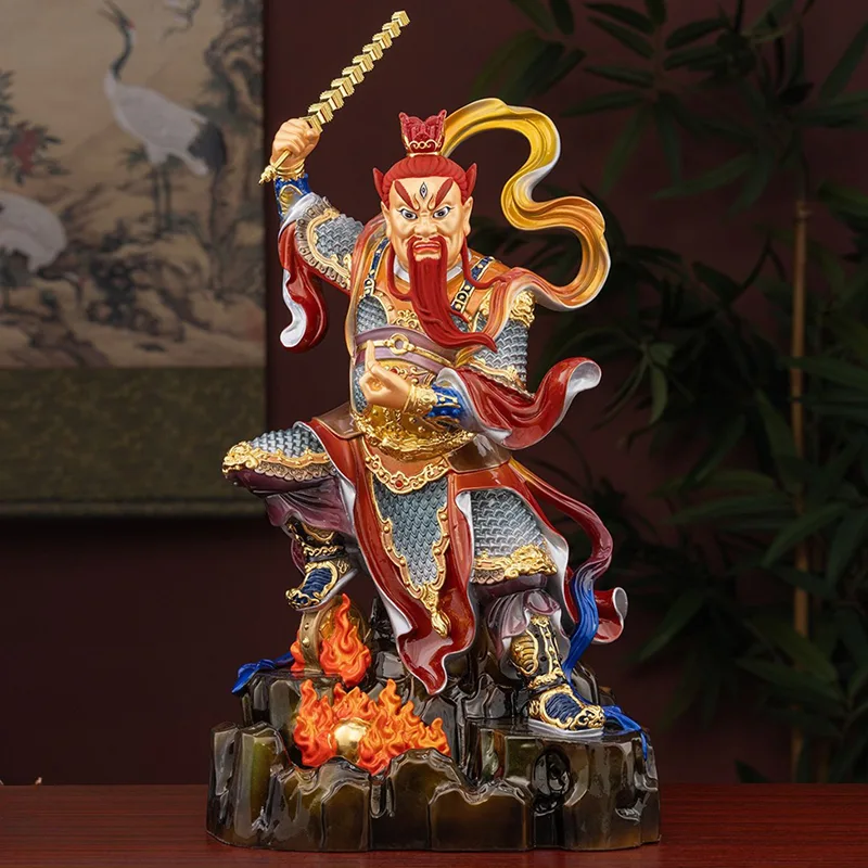 Statua in ottone del guardiano taoista Wang Lingguan