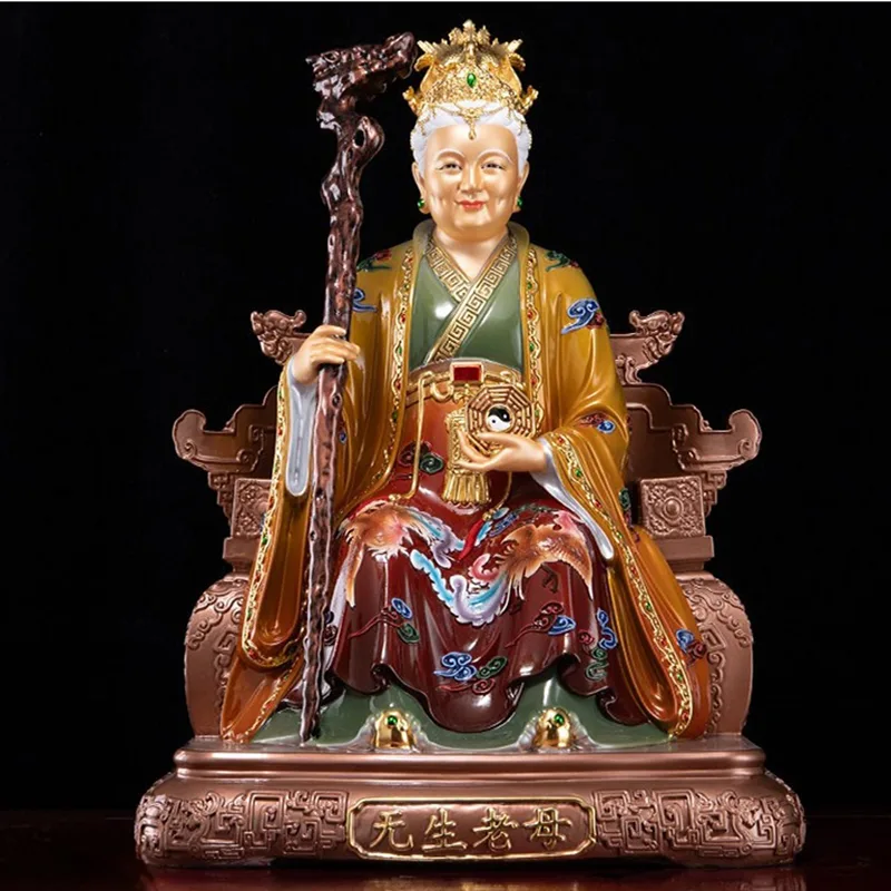 Statua in ottone della dea taoista Li Shan Laomu