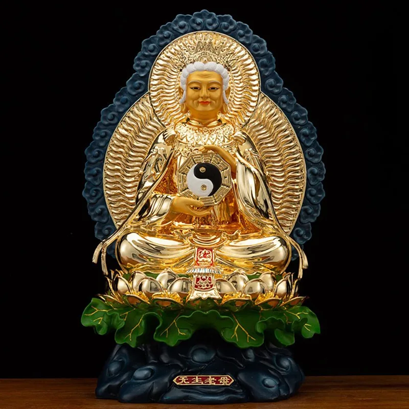 Statua Wusheng Wuji Laomu in ottone dorato e gioiello