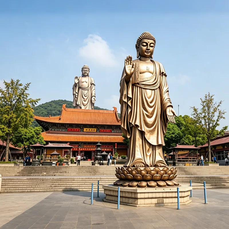 Grande statua del Buddha Maitreya in rame puro