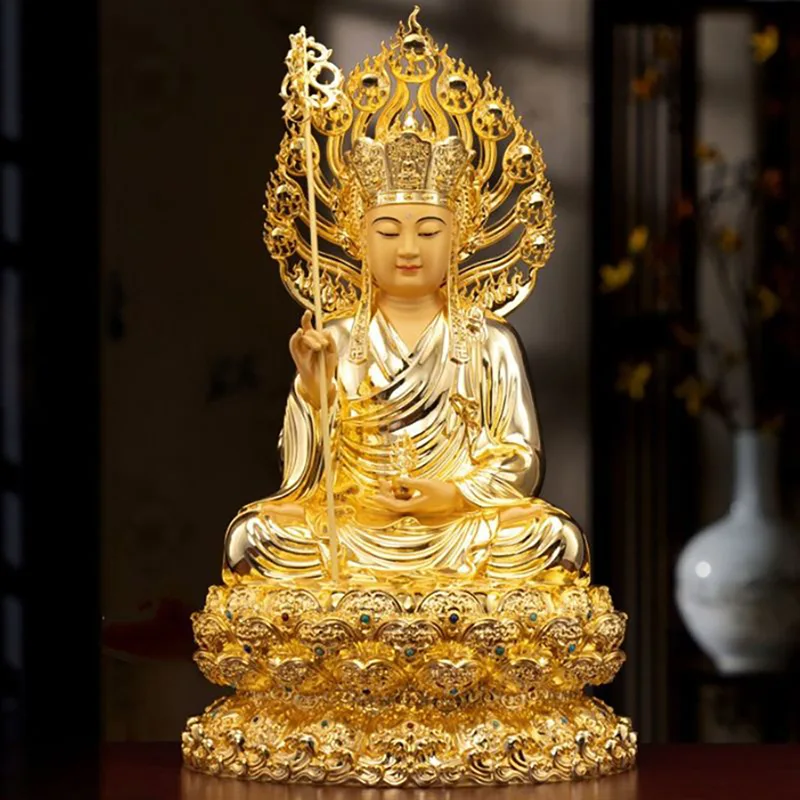 Statua Ksitigarbha sull'altare seduto in ottone di alta qualità
