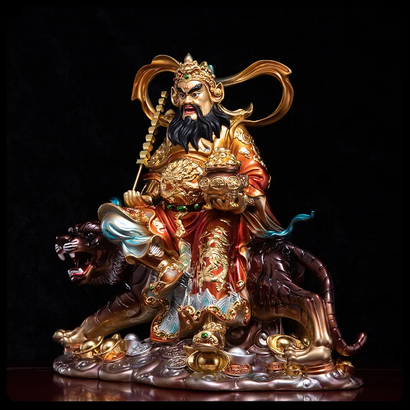 Zhao Gongming, divinità della ricchezza marziale in ottone che cavalca la tigre